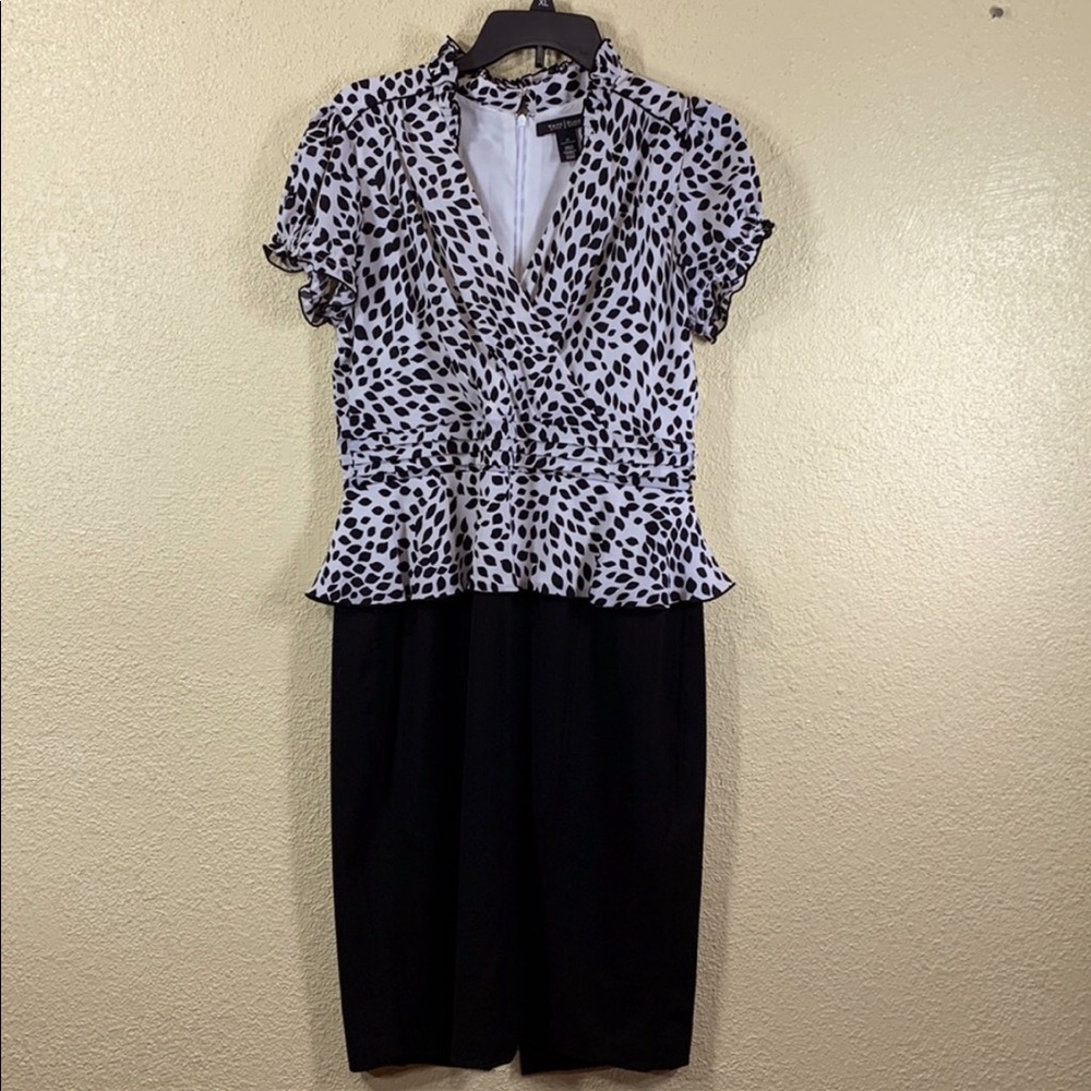 WHBM stunning Black White polka dot Dress Size 6
